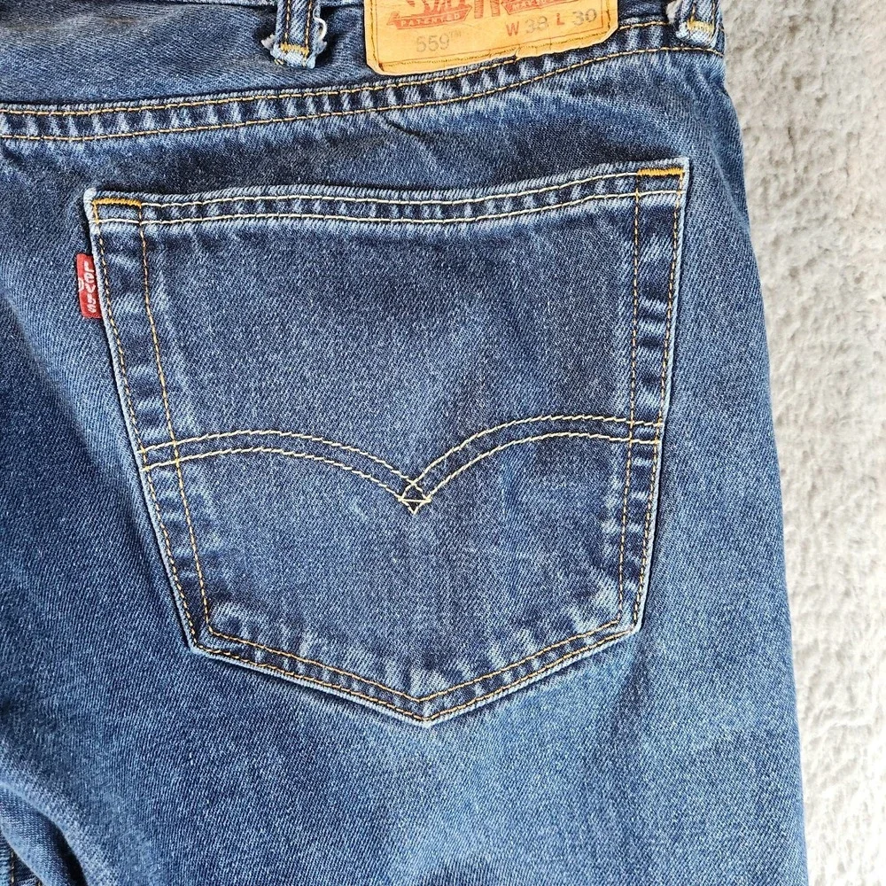 Levi's 559 Jeans‎ Men's 38X30 (Fits 39x29) Blue Denim Pockets Straight Leg